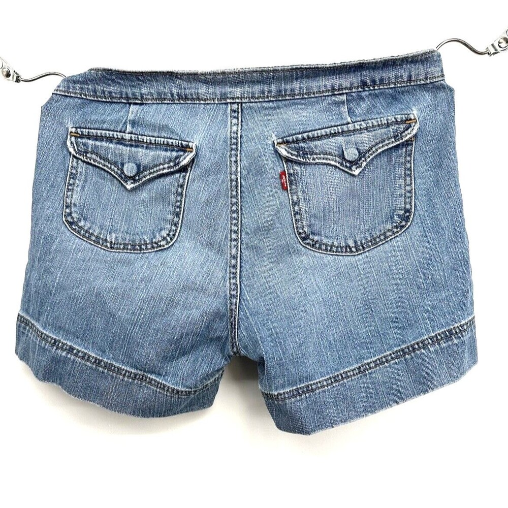 Women's 2008 Levi's 545 Denim Jean Shorts Snap Flap‎ Pocket Size 10